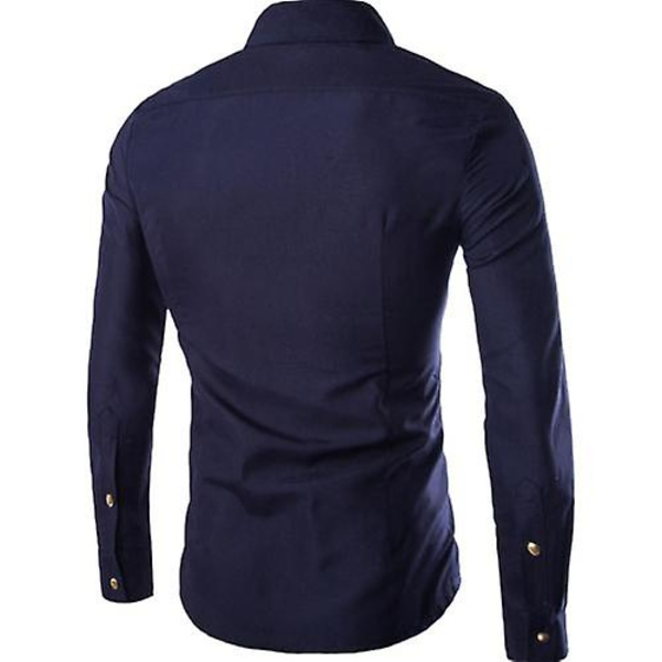 Herr Slim-fit långärmad, Fashion Casual långärmad skjorta Red M