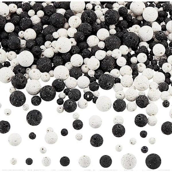 710 kpl pyöreitä vulkaanisia laavakivihelmiä 4mm 6mm 8mm 10mm luonnon laavakivihelmiä 1mm reiällä, pyöreitä irtokivihelmiä