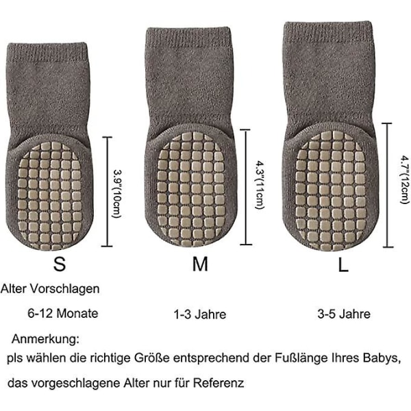 Babystrumpor halkfria tjocka - 5 par vintervarma småbarnsstrumpor halkfria strumpor krypstrumpor för flickor pojkar B M