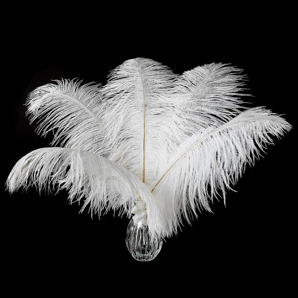 24 st naturliga vita strutsfjädrar 10-12 tum (25-30 cm) för bröllopsfestens centerpieces blomarrangemang och heminredning.