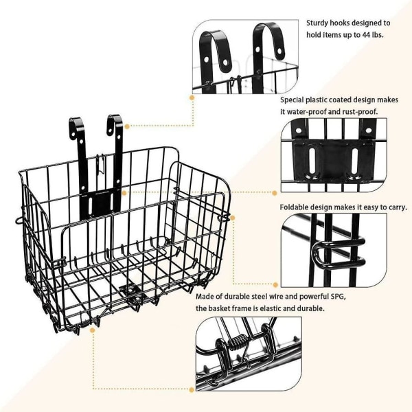 Mountain Bike Basket Vikbar Metal Mesh Front Vikbar Bakre Cykelkorg Mesh Rack Carrier