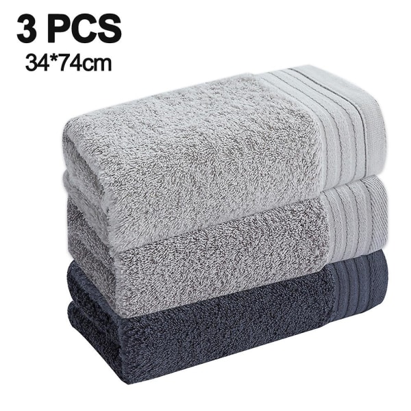 Set med 3 handdukar 13,3" X 29,5" färg: mörkgrå | Ren bomull | maskintvättbar hög absorptionsförmåga Combination 1