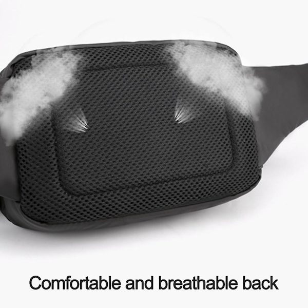 Crossbody Fanny Pack för män, stor vattentät midjeväska, trendig bröstbälte väska black