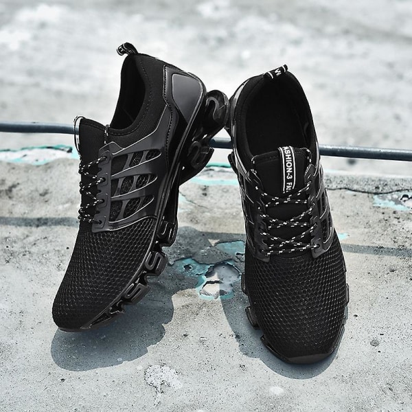 Sport löparskor för män Mesh andas Trailrunners Mode Sneakers K06 Black EU 47