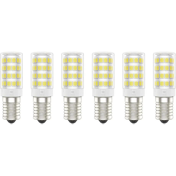6 st E14 LED-lampor, 5 W (motsvarande 50 W), kallvitt (6000 K), AC220-240 V, flimmerfri, ej dimbar, 300 lumen, CRI>80 (kallvitt, 5 W) [energiklass A+]