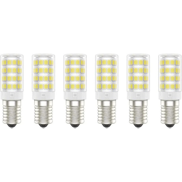 6st E14 LED-lampor, 5w (motsvarande 50w), kallvit (6000k), Ac220-240v, flimmerfri, ej dimbar, 300 lumen, cri>80 (sval vit, 5w)[energiklass A+]