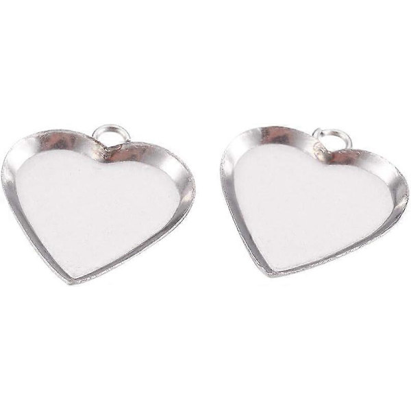 20 kpl 12x12mm Sydänriipus Aihio Kehys Cabochon-asetus Ruostumattomasta teräksestä valmistetut riipukset Aihio Tavallinen reunus Kehyskupit