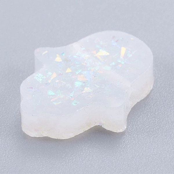 30 stk. tilfældigt blandede bling farve Hamsa håndperler flade harpiks imitation opal farvede håndflade afstandsstykke perler til smykkefremstilling
