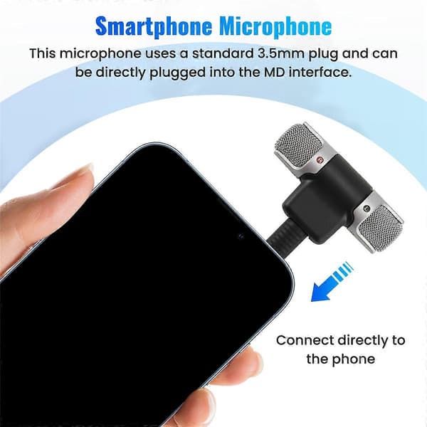 Mini 3,5 mm Jack Mikrofon Bærbar Stereo Mikrofon til Telefonoptagelse Mikrofon til Smartphone