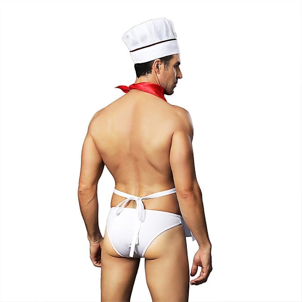 Sexet lingerisæt til mænd, kok, sexet cosplay-outfit, forklæde til polterabend, rollelegskostume, tjenerlingeri