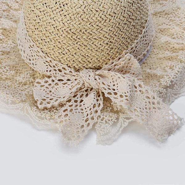 Sommerstrohatt for jenter, bredbremmet solhatt for småjenter, solhatt for jenter