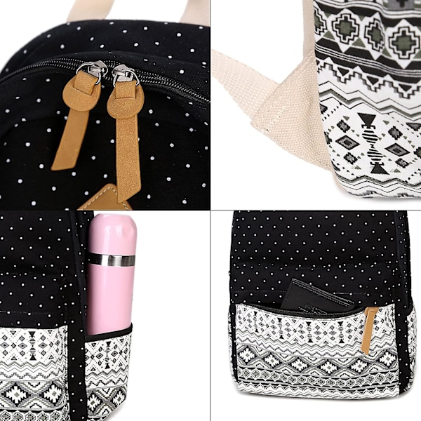 Goldwheat Canvas Skolesekk Casual Laptopveske Skulderveske for Tenåringsjenter Gutter