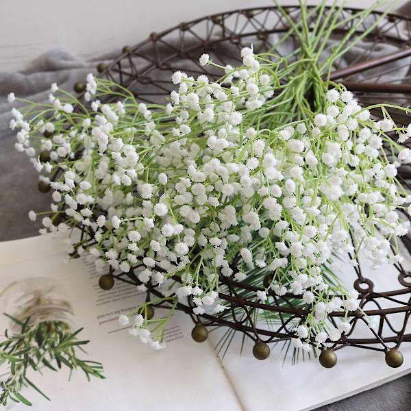 Konstgjorda falska blommor bukett gypsophila bulk blomma i vitt