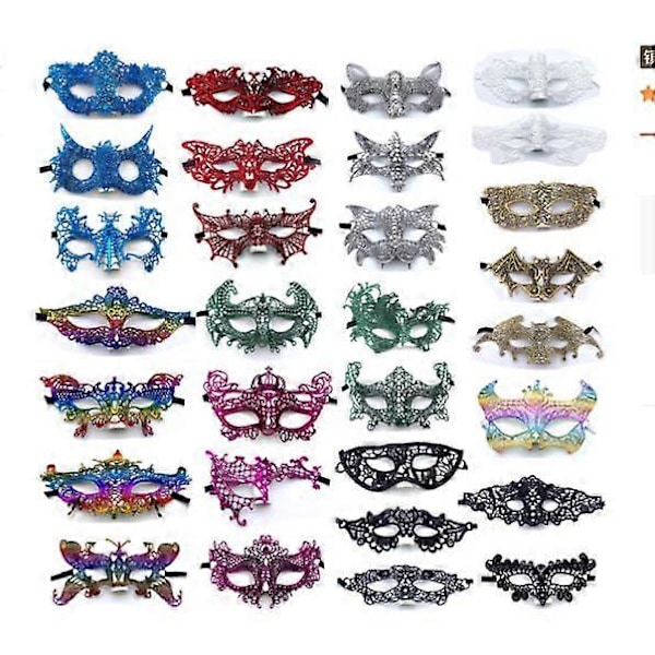 20 Stycken Spets Maskeradmask Kvinnor Venetianska Masker