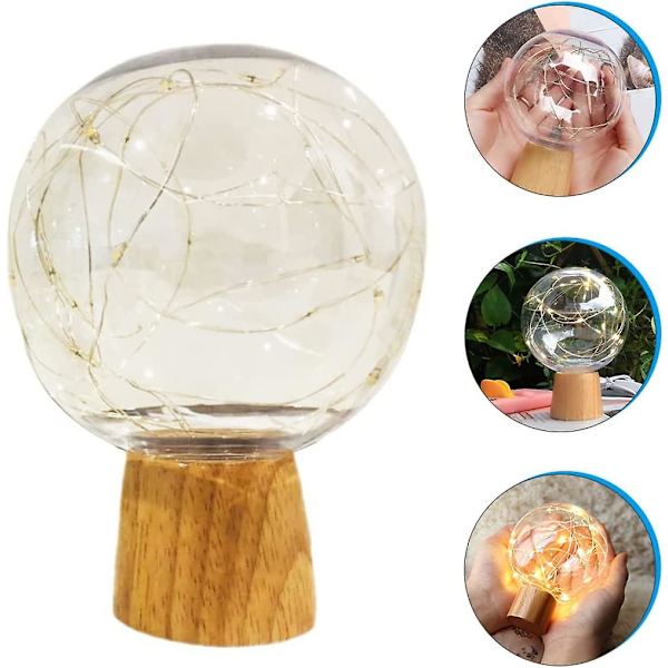 Krystallkule Natt Glasskule Nattlys LED Nattlys Kule Nattlampe USB Oppladbar