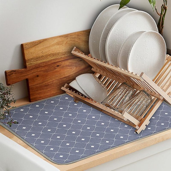 Diskställningsmatta för köksbänk, halkfri kaffematta absorberande torkmatta Grey 45*60cm