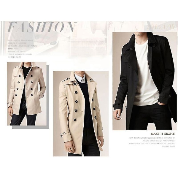 Menn Bomull Casual Jakker Mellomlang Vindjakke Vaskede Jakker For Vår Og XL Light Khaki Thin