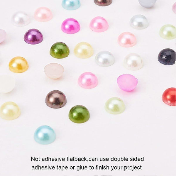 2880 stk. ABS Akryl Halvrunde Flate Bakside Imitasjonsperler Cabochon Diameter 6mm Blandet Farge for Håndverk DIY Gaveproduksjon