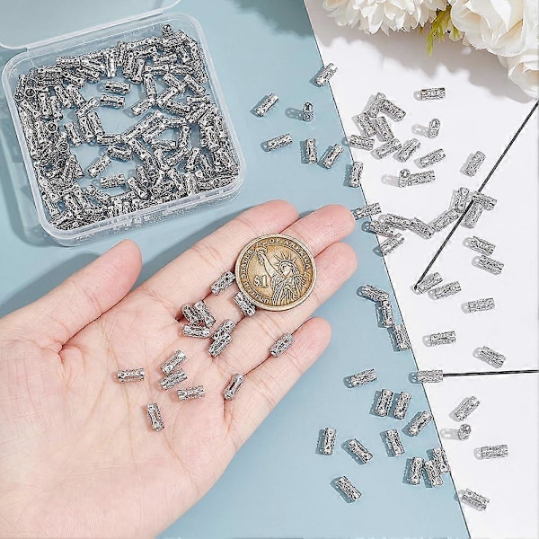200 stk. 304 Rustfritt Stål Rørperler Lange Hule Søyle Slide Koblingsperler for Europeisk Sjarm Metall Hule Spacerperler for DIY Håndverk Smykker Maki