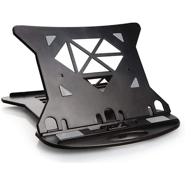 Fällbart Laptopställ Med Höjdjustering (Upp Till 17cm), Bärbar Laptophöjare Med Svängbar Bas (Svart)