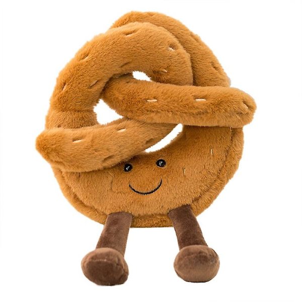 Mjuk tecknad figur pretzel croissant toast bröd docka plysch mat leksak fylld baguette pocherat ägg dekor docka för flicka barn födelsedag Bretzel pretzel 18cm