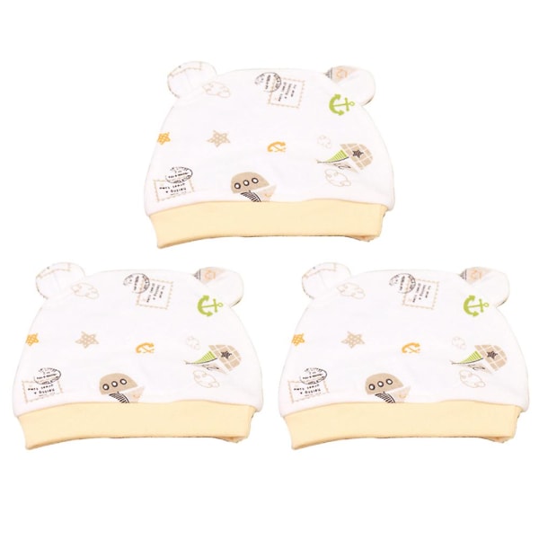 3-delad babyhattsats lämplig för 0-3 månaders ålder, nyfödd babyhatt för pojkar och flickor style1