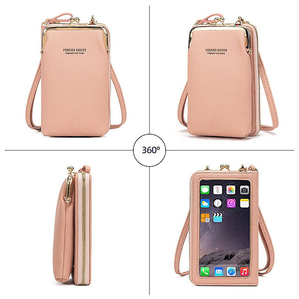 PU Veske En Dameveske Glidelås Ny Berøringsskjerm Mini Mobiltelefonveske Messenger Bag yellow