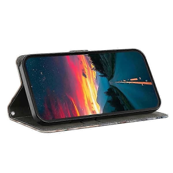 Fodral för Samsung Galaxy A16 5g 4g Magnetlås 3d Mönster Läderplånbok Telefonskydd - Sovande Uggla Black Cat