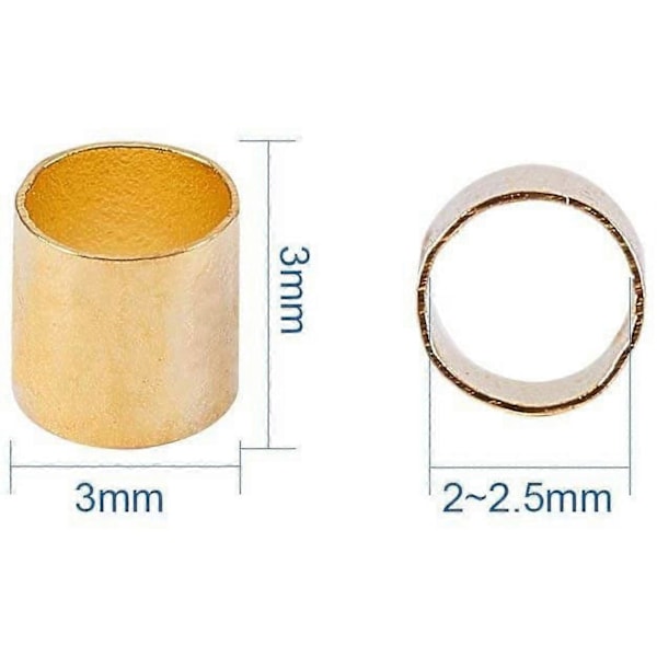 420 stk. 3mm Messing Rør Krympekuler Snor Endestykker for DIY Smykkelaging