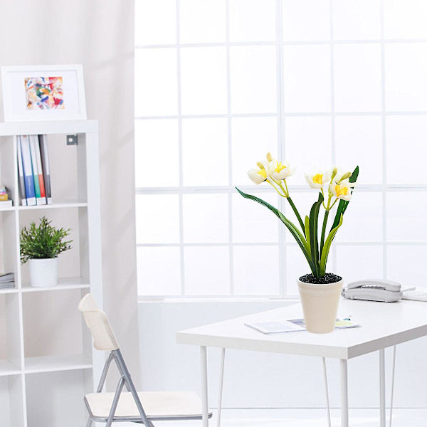 Tvåhövdad Narcissus Liten Bonsai Kreativa Prydnader Simulering Blomdekorationer Konstgjord Simulering Blom Grön Växtkrukor white