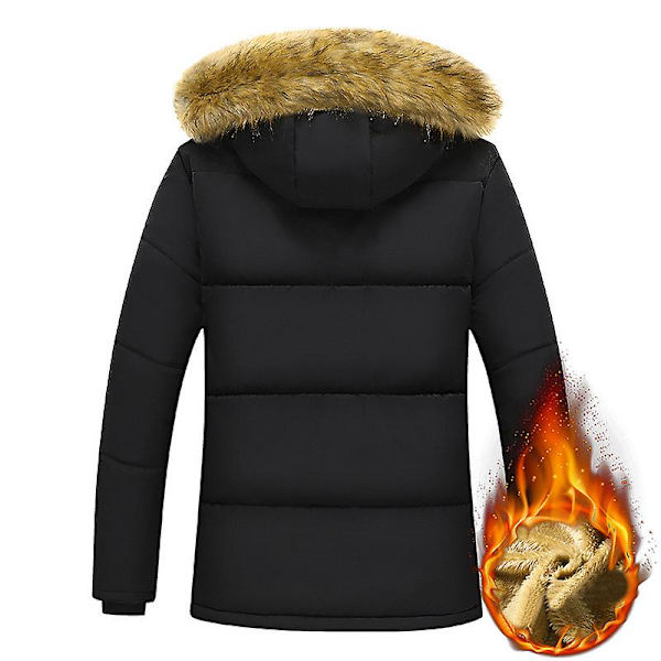 Herr Vinterrock Varm Parka Jacka Med Avtagbar Huva Black 2XL