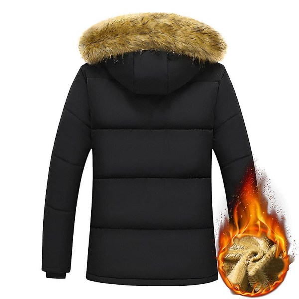 Miesten talvitakki, lämmin parkatakki irrotettavalla hupulla Black 2XL