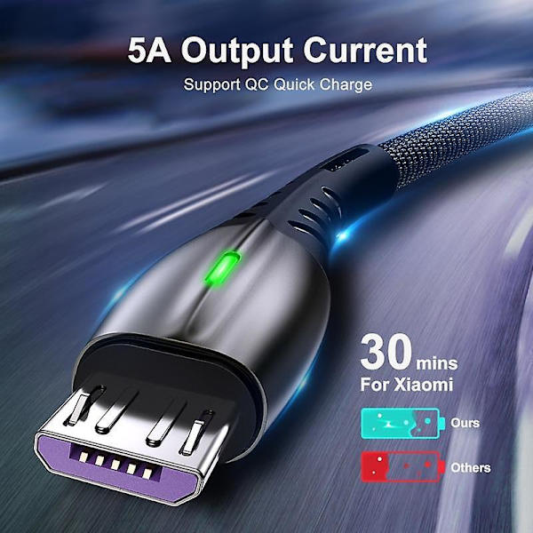 Usb Type C -kaapeli Led Android -matkapuhelinlaturi Datakaapeli Blue For Micro 2m (6.6ft)
