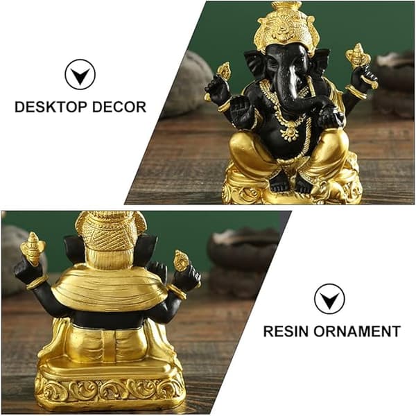 figur guld svart herr elefant figur bord buddhistisk gud  för att samla konst figur