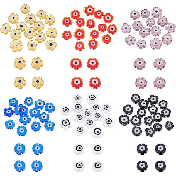 120 stk. onde øje perler, håndlavede lampwork perler til halskæde DIY smykkefremstilling 0,28x0,28x0,12 tommer