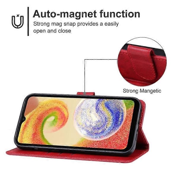 För Samsung Galaxy A05 Läder Mobiltelefonfodral Red