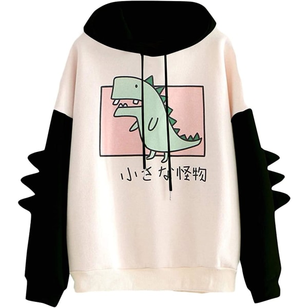 Kvinnor Tonåring Flickor Dinosaur Hoodie Sweatshirt Nyhet Söt Emo Dinosaur Cosplay Cartoon Skjorta Hoodie Hoody Topp Black M