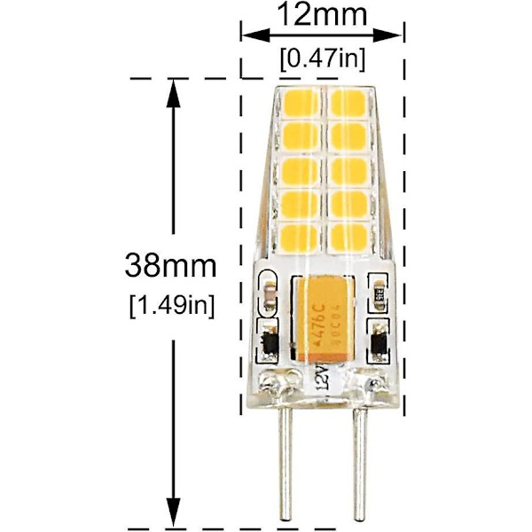 3 stk. 3w 12v G6.35 LED-pære T3 / T4 / T5 Hætte G6.35 / Gy6.35 Sokkel Varm Hvid 3000k Erstatning for 30w Halogenpære [Energiklasse A++]