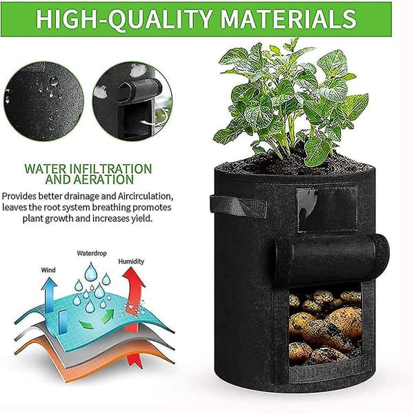 3-pack potatisodlingsväskor, 7 gallon odlade väskor av non-woven tyg