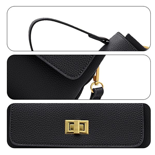 Retro Klassinen Kukkaro Clutch Laukku Pu Käsilaukku Piilotetulla Soljella Sopii Naisille. black