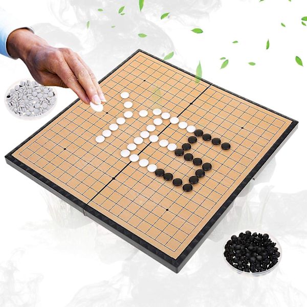Go-speluppsättning Go-spelbräde Weiqi-uppsättning Bärbara hopfällbara Go-brädor och stenar Brädspel med magnetiska plaststenar