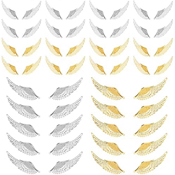 80 stk. Vingeanheng Vernerengel Anheng Engelvinger Anheng Fjæranheng Lykkepar Anheng for Halskjeder Armbånd Smykkefremstilling Gaver Platinum &