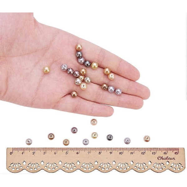 6mm Ca. 600 stk. Små Satin Glans Glassperler Runde Perler Assortert Miks Parti for Smykkefremstilling 10 Farger Flerfarget-6
