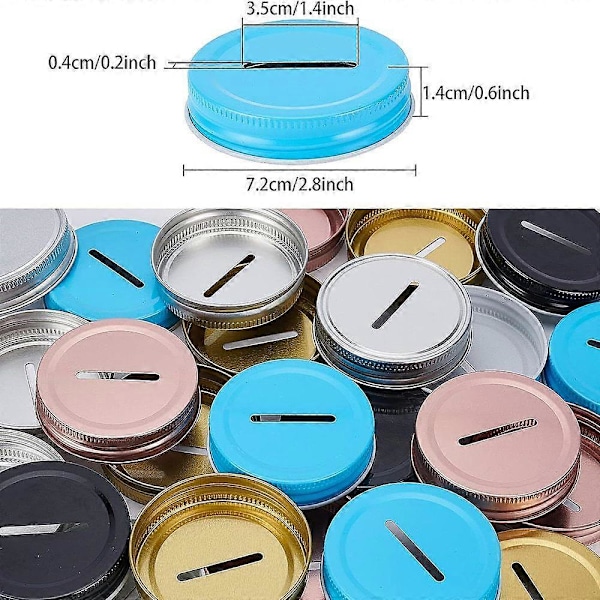 Myntinkastlock av bleckplåt för Mason Jar-burkar, blandade färger, 7,2x1,4 cm, 5 st/färg, 5 färger, 25 st/set