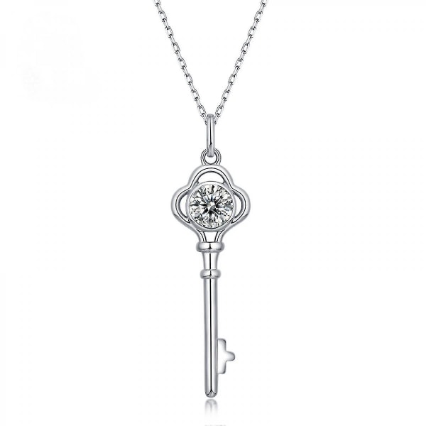 925 Sterling Silver Halsband för Kvinnor, 1ct D Färglös Moissanite Halsband Rund Briljantslipad Solitaire Hänge Halsband, Smycken Födelsedagspresent För