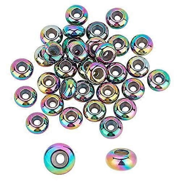 30 stk. 6 mm gyldne afstandsstykkeperler med gummi indeni, rustfrit stål, skydeperler, stopperperler til halskæder og armbånd til smykkefremstilling, gummihul
