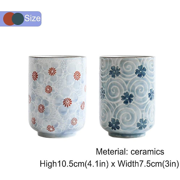 Japanske tekopper keramisk kop krus japansk traditionel blomst smukt design sæt med 2 tekopper 300 ml