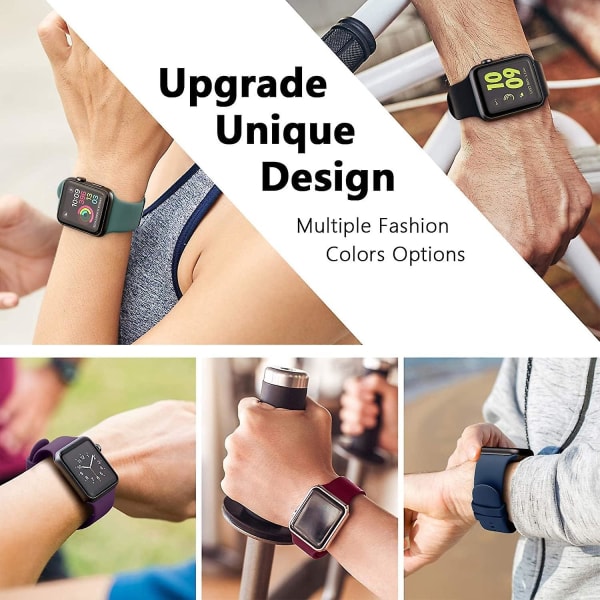 6-pack sportremmar som är kompatibla med Apple Watch Band 38 mm 40 mm 41 mm, mjuka silikonvattentäta armband som är kompatibla med Iwatch Apple Watch Series 7