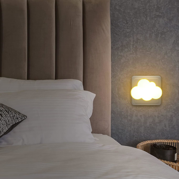 Moln nattlampa strömbrytare [2-pack] Nattlampa för barn med skymningssensor, Liten LED-vägglampa för barnrum, Hallvägglampa, Trapphus