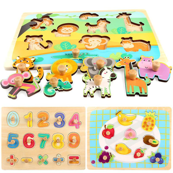Qian Baby trähänder, träpussel, pedagogiska leksaker för barn, tidig utbildning, påklädning, pussel